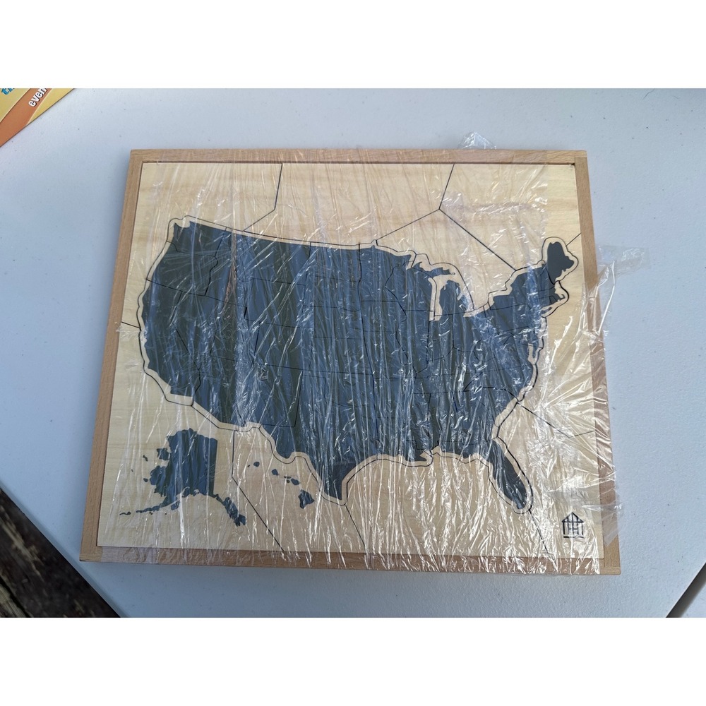 Hearth & Hand Magnolia Wooden US Map Puzzle United States Wood Toy Gray Natural